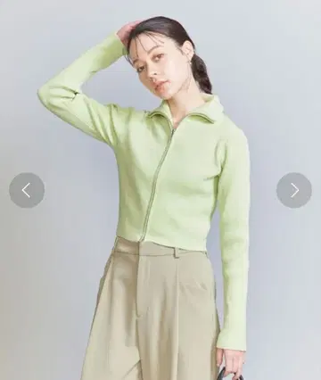 BEAUTY&YOUTH 코튼 블렌드 리브 지퍼 가디건