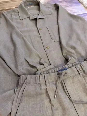 GLOBAL WORK 베이지 셋업 긴팔 셔츠 팬츠