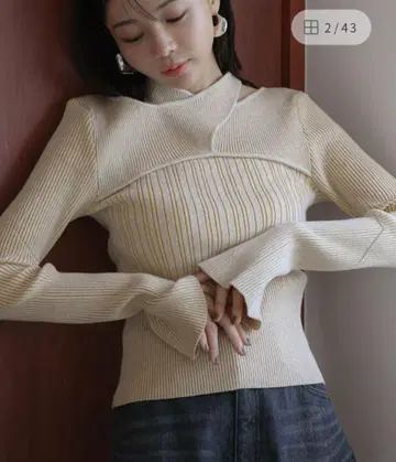 VIS 페이크 레이어드 리브 니트