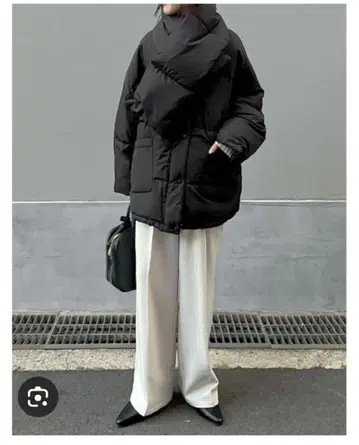 택 포함 미사용 새상품 Re:EDIT 블랙 다운 코트 M 사이즈