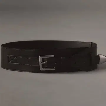 EmiriaWiz 가죽 와이드 벨트 블랙 실버 금장 장식 새상품급