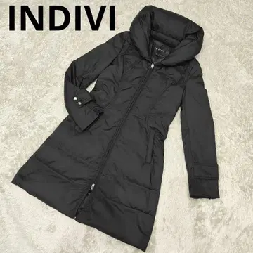 고급스러움 INDIVI 숄카라 다운 코트 블랙 7호 S