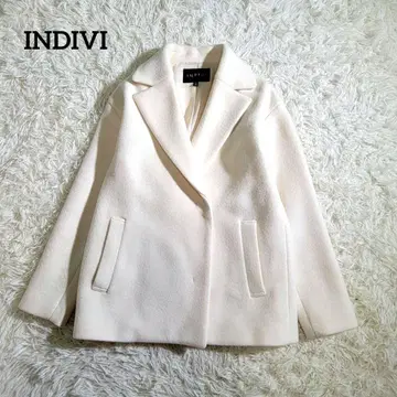 새상품급 인디비 울 코트 테일러드 정가 4만 엔 화이트 XS