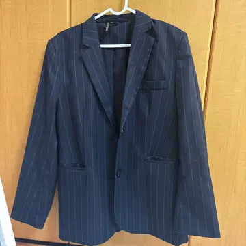 H&M 네이비 스트라이프 노카라 자켓 XS