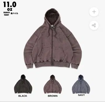 MUHAKU 후드 맨투맨 브라운 M 사이즈