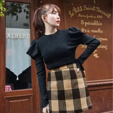 Herlipto Volume-Sleeve Glitter Knit Top