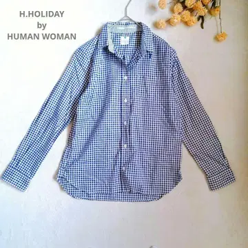 H HOLIDAY 깅엄 체크 셔츠 면 100% 일본제 [ M ] 새상품급