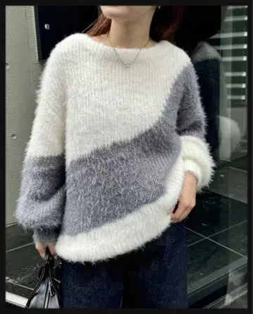 mystic 샤이니 바이컬러 니트