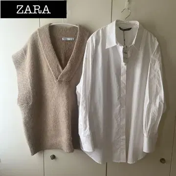 ZARA 오버 사이즈 니트 베스트 포플린 셔츠 세트 판매