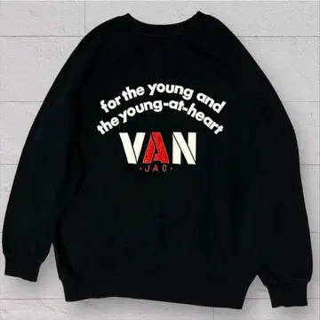 90s VAN JAC  자켓 맨투맨 아치 로고 블랙 L Y2K