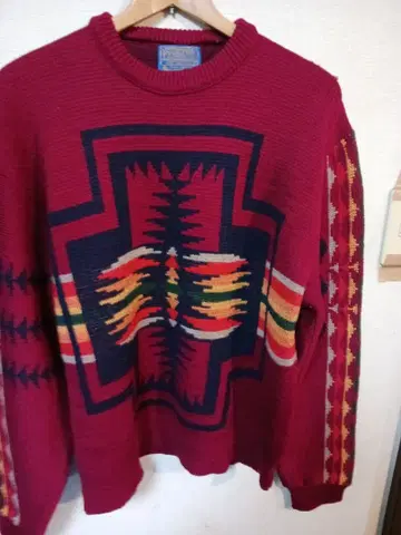 Pendleton 빨간색 울 니트 스웨터