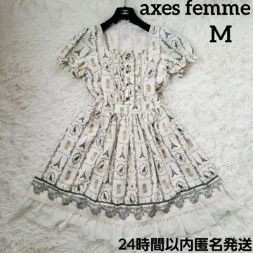 axes femme 고양이와 마카롱 원피스 에펠탑 M 아이보리