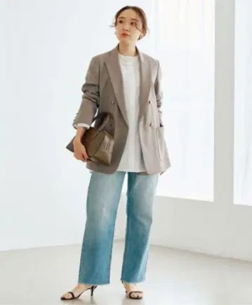 울 더블 브레스트 자켓 베이지 34