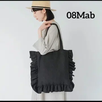 새상품 08Mab 08맵 린넨 프릴 숄더백 블랙