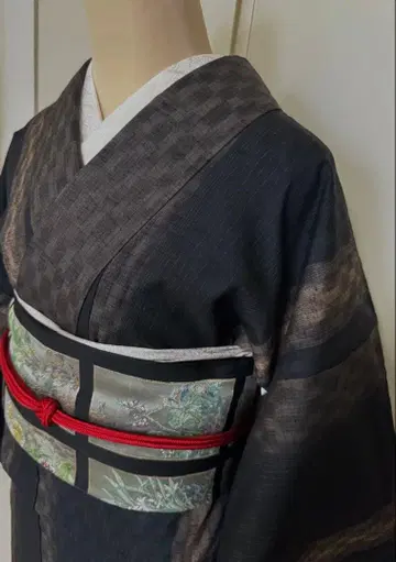 새상품급! 화장 수선 서비스 증서 포함 <감염> 줄무늬 짜임 수제 명주