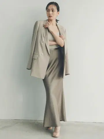 anuans 새틴 내로우 스커트 XS 모카