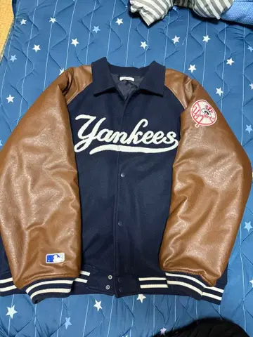 뉴욕 양키스 바시티 자켓 LL 네이비/브라운