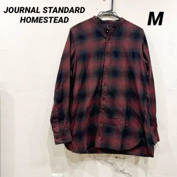 새상품급 중고 HOMESTEAD 노카라 옴브레 셔츠 옴브레 체크 셔츠