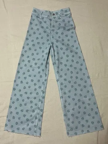 ZARA 꽃무늬 스카이블루 롱 팬츠