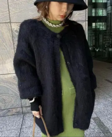 Ameri VINTAGE 2WAY 모헤어 샤기 니트 블랙 미사용 새상품