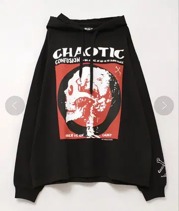 RNA M2201 CHAOTIC 스컬 후디 롱T 블랙