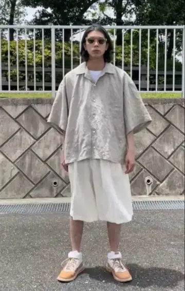 sillage circular short pants linen white