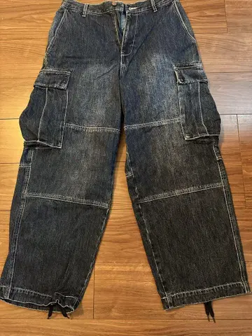 다크 블루 카고 데님 팬츠