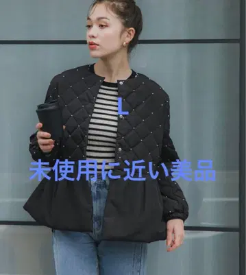 coca 코카 펄 퀼팅 티어드 블루종 블랙