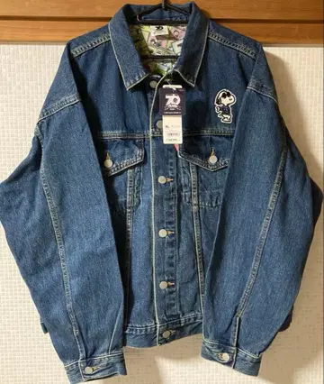 와펜 4개 부착 GU 스누피 데님 자켓 XL 지쟌 미사용 1