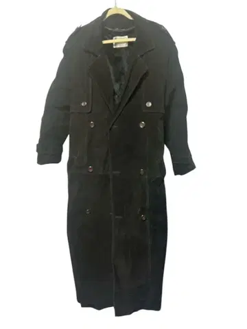 [ 가격 인하 ] 블랙 스웨이드 더블 브레스트 코트