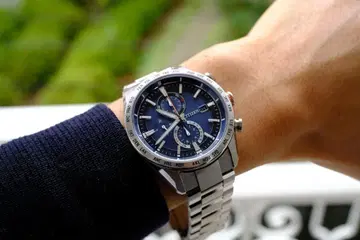 Citizen 파란 다이얼 스테인리스 스틸 크로노그래프 시계