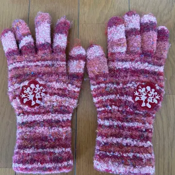 디즈니 핑크 계열 보더 5개 손가락 장갑