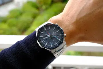 EDIFICE 스테인리스 스틸 블랙 손목시계