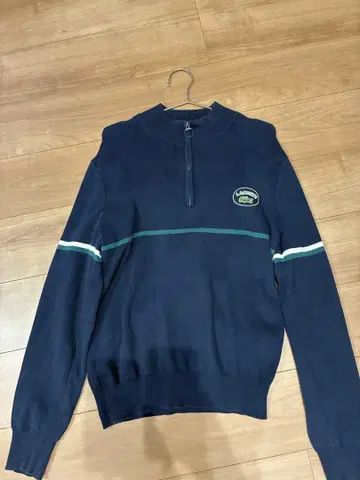 LACOSTE 네이비 하프 지퍼 스웨터 US S