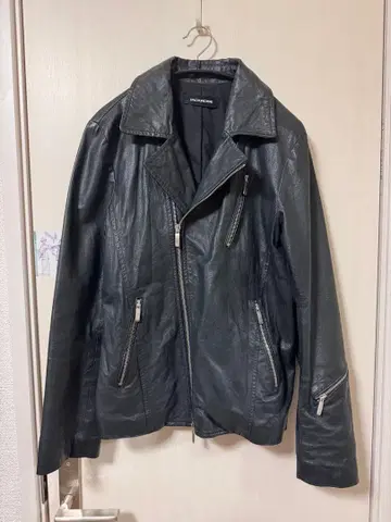 JACKROSE 블랙 가죽 더블 라이더 자켓