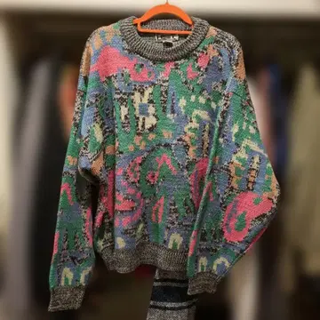 HEET SPORTSWEAR 80's 빈티지 올 패턴 스웨터 L