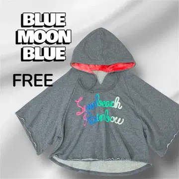 BLUE MOON BLUE 판초풍 후드티 파스텔 자수 여성용