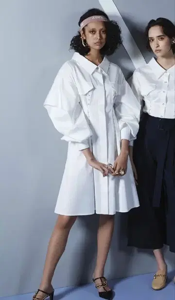ADEAM 화이트 셔츠 원피스