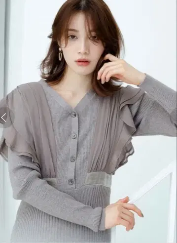 LILY BROWN 쉬폰 도킹 니트 원피스