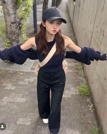 PINUE 와이드 커브 팬츠 (BLACK)
