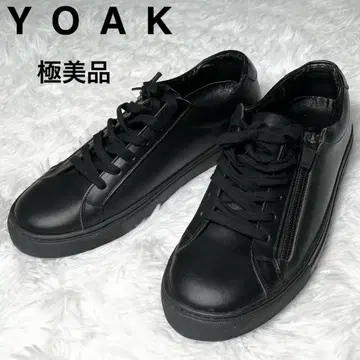 컨디션 최상 요크 YOAK 가죽 스니커즈 여성용 37 블랙