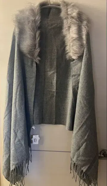 라이트 그레이 판초 케이프 코트