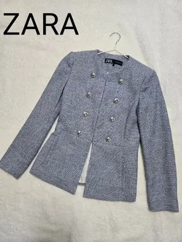 ZARA 트위드 자켓 블루 계열 XS