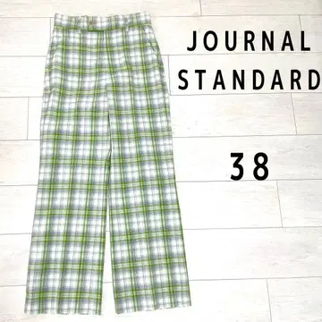 JOURNAL STANDARD 체크 무늬 와이드 팬츠 38 그린