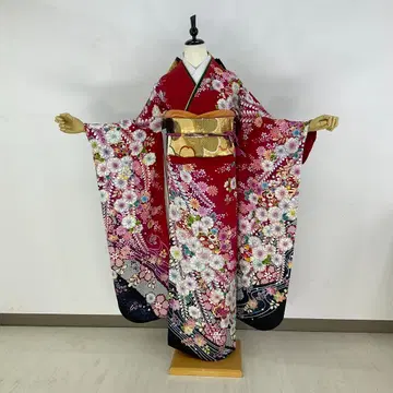 후리소데 풀세트 7세트 빨간색 츠지가하나 금사 순수 실크 새상품급