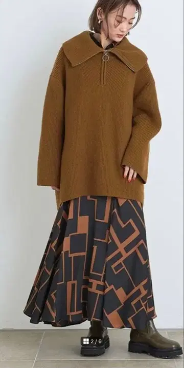 프레이 아이디 빅 칼라 지퍼 니트