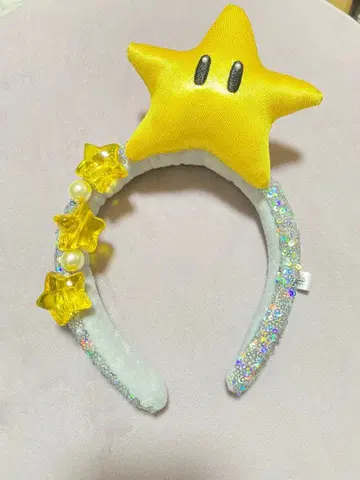 USJ 별 모양 스팽글 머리띠 스타 마리오