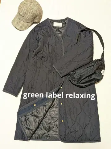 그린 라벨 릴랙싱 롱 퀼팅 코트 경량 블랙