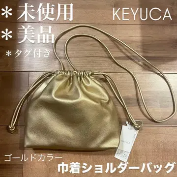 [미사용품 상당한 새상품급] KEYUCA 복조리 숄더백 골드 인조 가죽