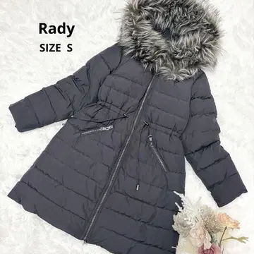 새상품급 Rady 다운 코트 다운 80% 퍼 허리 라인 디자인 블랙